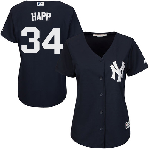 New York Yankees #34 J.A. Happ Navy Blue Alternate Women's Stitched Jersey Womens cheap jerseys for sale - CheapJerseys.Shop