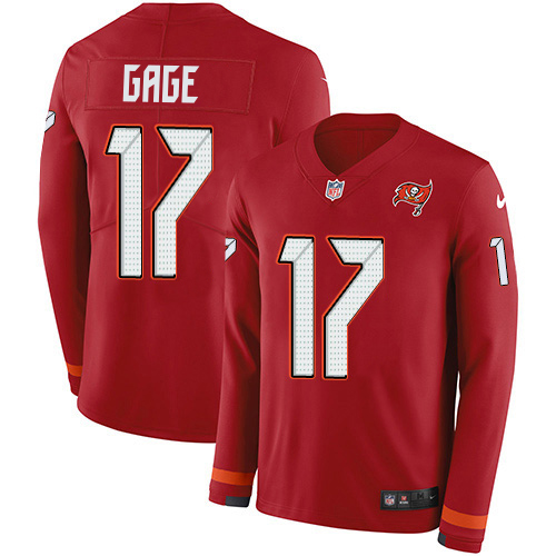 Buccaneers #17 Russell Gage Red Team Color Men's Stitched Limited Therma Long Sleeve Jersey cheap jerseys for sale - CheapJerseys.Shop