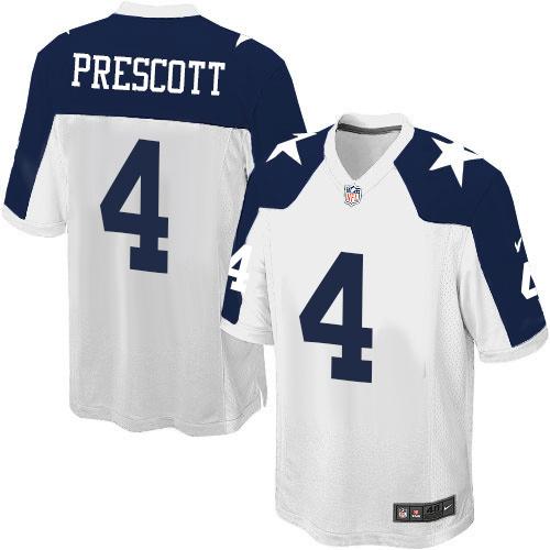Cowboys #4 Dak Prescott White Thanksgiving Throwback Youth Stitched Elite Jersey cheap jerseys for sale - CheapJerseys.Shop