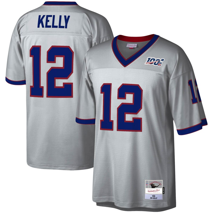 Buffalo Bills #12 Jim Kelly Mitchell & Ness 100 Retired Player Platinum Jersey cheap jerseys for sale - CheapJerseys.Shop