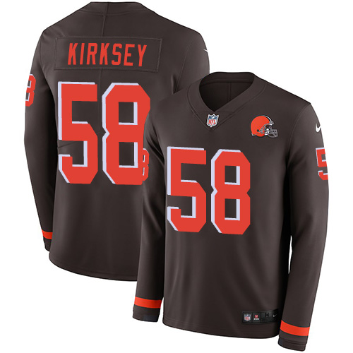 Cleveland Browns #58 Christian Kirksey Brown Team Color Men's Stitched Limited Therma Long Sleeve Jersey Men's cheap jerseys for sale - CheapJerseys.Shop