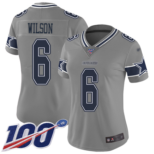 Cowboys #6 Donovan Wilson Gray Women's Stitched Limited Inverted Legend 100th Season Jersey cheap jerseys for sale - CheapJerseys.Shop
