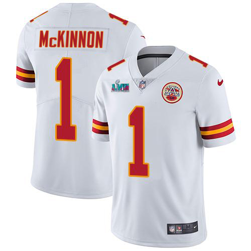 Chiefs #1 Jerick McKinnon White Super Bowl LVII Patch Youth Stitched Vapor Untouchable Limited Jersey cheap jerseys for sale - CheapJerseys.Shop