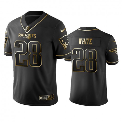 New England Patriots #28 James White Black Golden Limited Edition Stitched Jersey Men's cheap jerseys for sale - CheapJerseys.Shop
