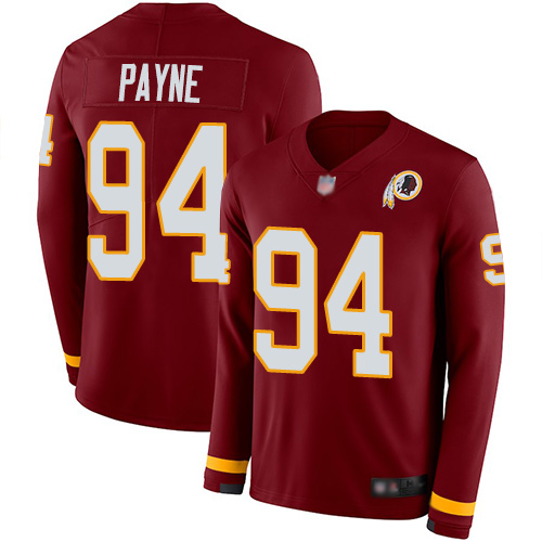 Washington Commanders #94 Da'Ron Payne Burgundy Red Team Color Men's Stitched Limited Therma Long Sleeve Jersey Men's cheap jerseys for sale - CheapJerseys.Shop