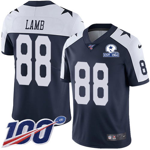 Cowboys #88 CeeDee Lamb Navy Blue Thanksgiving Men's Stitched With Established In 1960 Patch 100th Season Vapor Untouchable Limited Throwback Jers cheap jerseys for sale - CheapJerseys.Shop
