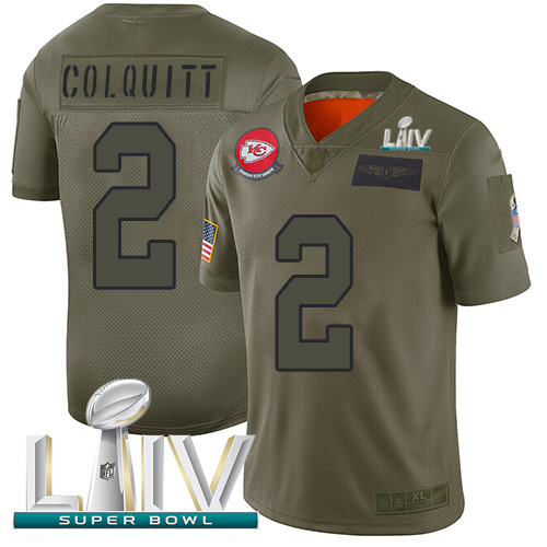 Kansas City Chiefs #2 Dustin Colquitt Camo Super Bowl LIV 2020 Men's Stitched Limited 2019 Salute To Service Jersey Men's cheap jerseys for sale - CheapJerseys.Shop