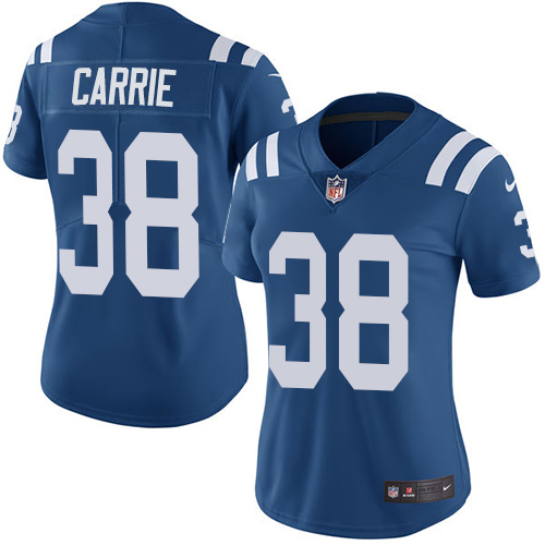 Indianapolis Colts #38 T.J. Carrie Royal Blue Team Color Women's Stitched Vapor Untouchable Limited Jersey Womens cheap jerseys for sale - CheapJerseys.Shop