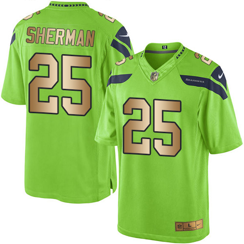 Seattle Seahawks #25 Richard Sherman Green Men's Stitched Limited Gold Rush Jersey Men's cheap jerseys for sale - CheapJerseys.Shop