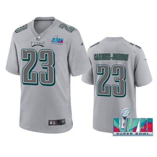 Eagles #23 C.J. Gardner-Johnson Youth Super Bowl LVII Patch Atmosphere Fashion Game Jersey - Gray cheap jerseys for sale - CheapJerseys.Shop
