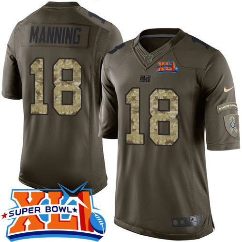 Indianapolis Colts #18 Peyton Manning Green Super Bowl XLI Youth Stitched Limited Salute to Service Jersey Youth cheap jerseys for sale - CheapJerseys.Shop