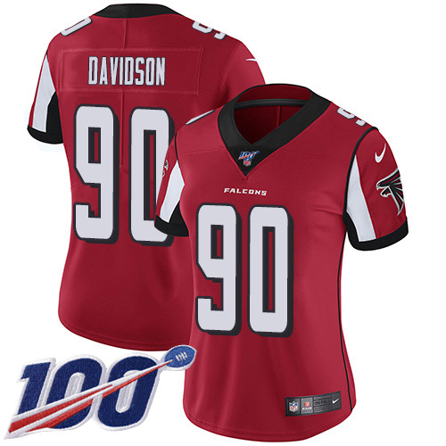 Atlanta Falcons #90 Marlon Davidson Red Team Color Women's Stitched 100th Season Vapor Untouchable Limited Jersey Womens cheap jerseys for sale - CheapJerseys.Shop
