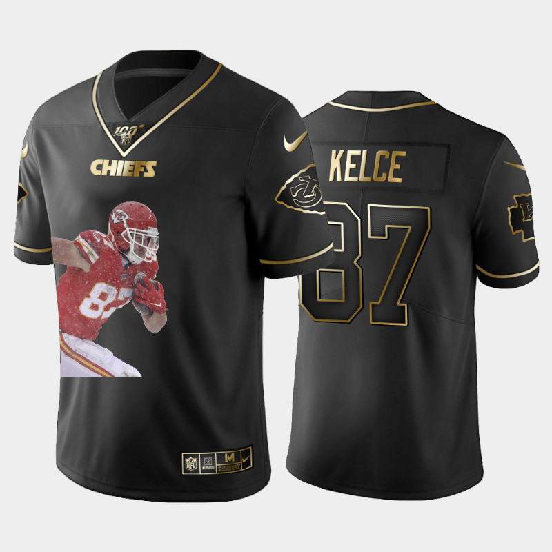 Kansas City Chiefs #87 Travis Kelce Team Hero 5 Vapor Limited 100 Jersey Black Golden cheap jerseys for sale - CheapJerseys.Shop