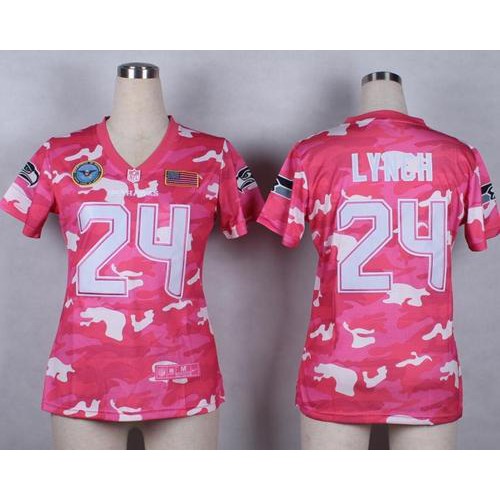 Seattle Seahawks #24 Marshawn Lynch Pink Women's Stitched Elite Camo Fashion Jersey Womens cheap jerseys for sale - CheapJerseys.Shop