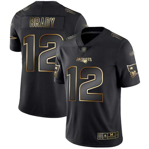 Patriots #12 Tom Brady Black/Gold Men's Stitched Vapor Untouchable Limited Jersey cheap jerseys for sale - CheapJerseys.Shop