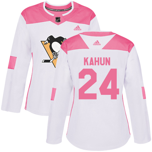 Pittsburgh Penguins #24 Dominik Kahun White/Pink Authentic Fashion Women's Stitched Jersey Womens cheap jerseys for sale - CheapJerseys.Shop