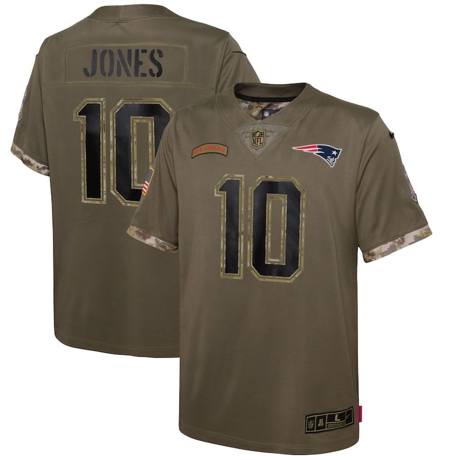 New England Patriots #10 Mac Jones Youth 2022 Salute To Service Limited Jersey - Olive cheap jerseys for sale - CheapJerseys.Shop