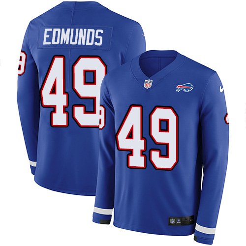 Bills #49 Tremaine Edmunds Royal Blue Team Color Men's Stitched Limited Therma Long Sleeve Jersey cheap jerseys for sale - CheapJerseys.Shop