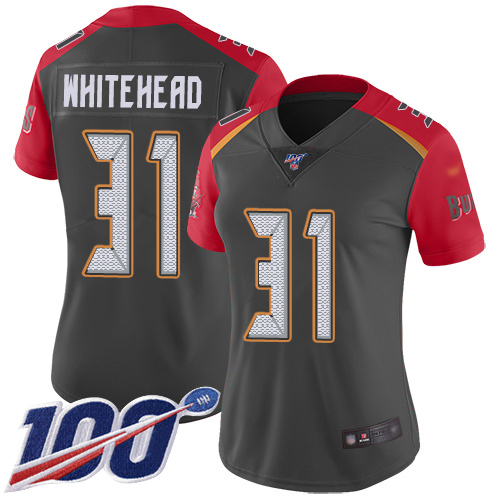 Tampa Bay Buccaneers #31 Jordan Whitehead Gray Women's Stitched Limited Inverted Legend 100th Season Jersey Womens cheap jerseys for sale - CheapJerseys.Shop
