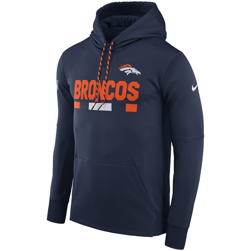 Men's Denver Broncos Navy Sideline ThermaFit Performance PO Hoodie cheap jerseys for sale - CheapJerseys.Shop