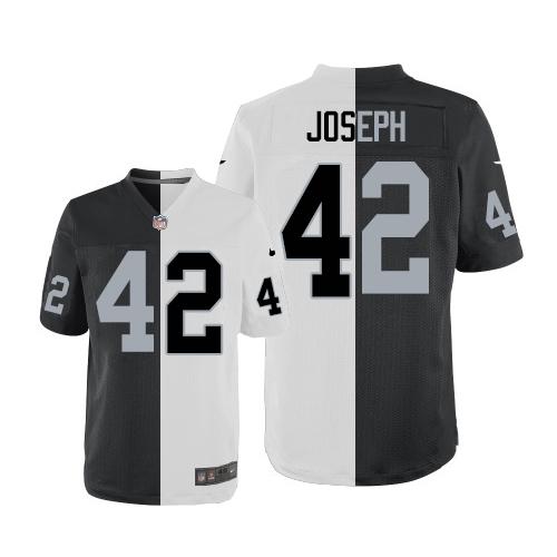 Las Vegas Raiders #42 Karl Joseph White/Black Men's Stitched Elite Split Jersey Men's cheap jerseys for sale - CheapJerseys.Shop
