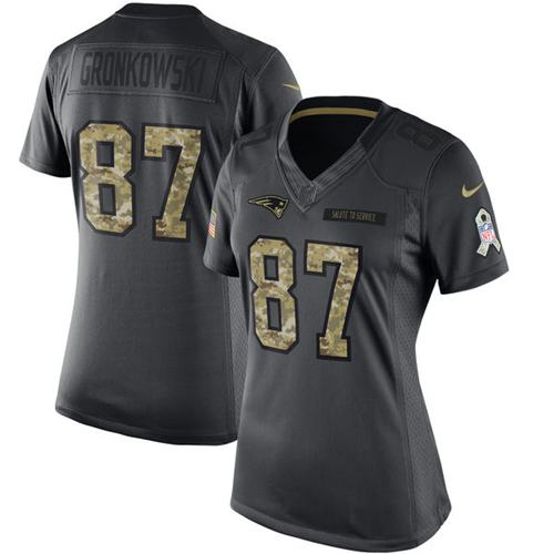 New England Patriots #87 Rob Gronkowski Black Women's Stitched Limited 2016 Salute to Service Jersey Womens cheap jerseys for sale - CheapJerseys.Shop