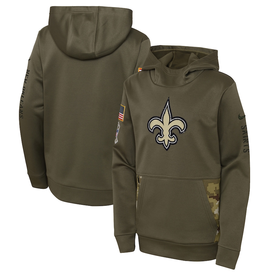 New Orleans Saints Youth 2022 Salute To Service Performance Pullover Hoodie - Olive cheap jerseys for sale - CheapJerseys.Shop