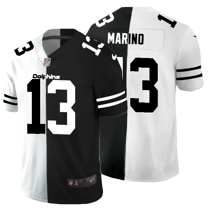 Miami Dolphins #13 Dan Marino Men's Black V White Peace Split Vapor Untouchable Limited Jersey cheap jerseys for sale - CheapJerseys.Shop