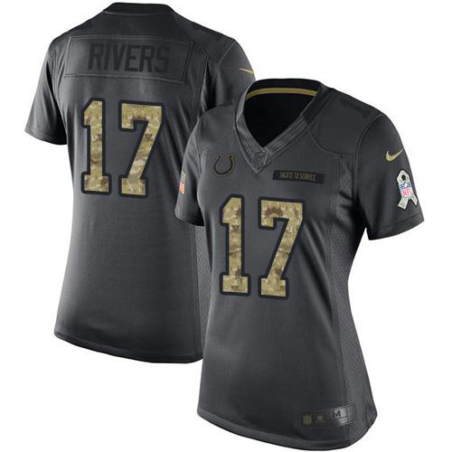 Indianapolis Colts #17 Philip Rivers Black Women's Stitched Limited 2016 Salute to Service Jersey Womens cheap jerseys for sale - CheapJerseys.Shop