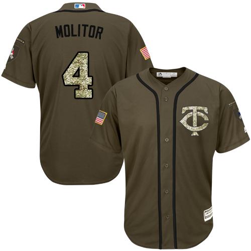 Minnesota Twins #4 Paul Molitor Green Salute to Service Stitched Jersey Men's cheap jerseys for sale - CheapJerseys.Shop