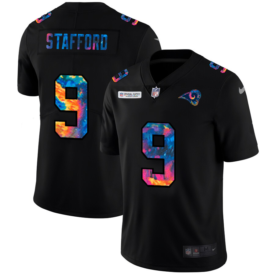 Los Angeles Rams #9 Matthew Stafford Men's Multi-Color Black 2020 Crucial Catch Vapor Untouchable Limited Jersey cheap jerseys for sale - CheapJerseys.Shop