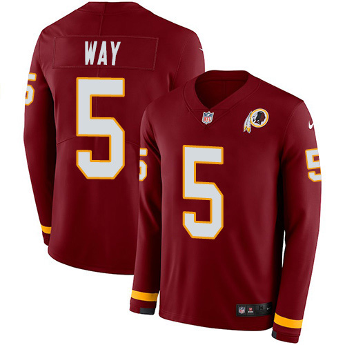 Washington Commanders #5 Tress Way Burgundy Team Color Men's Stitched Limited Therma Long Sleeve Jersey Men's cheap jerseys for sale - CheapJerseys.Shop