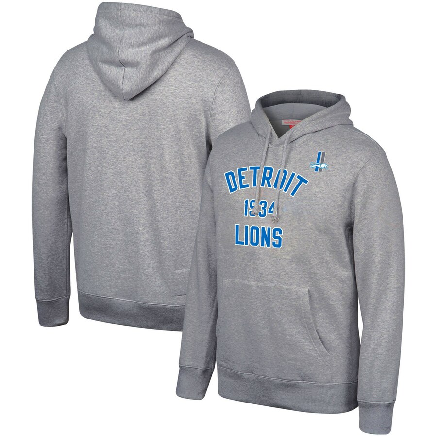 Detroit Lions Mitchell & Ness Team History Pullover Hoodie Gray cheap jerseys for sale - CheapJerseys.Shop