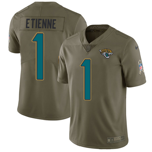 Jaguars #1 Travis Etienne Olive Youth Stitched Limited 2017 Salute To Service Jersey cheap jerseys for sale - CheapJerseys.Shop