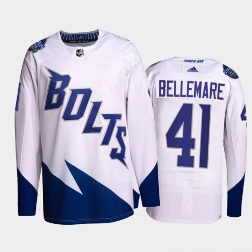 Tampa Bay Lightning #41 Pierre-Edouard Bellemare Men's 2022 Stadium Series Authentic Jersey - White Men's cheap jerseys for sale - CheapJerseys.Shop