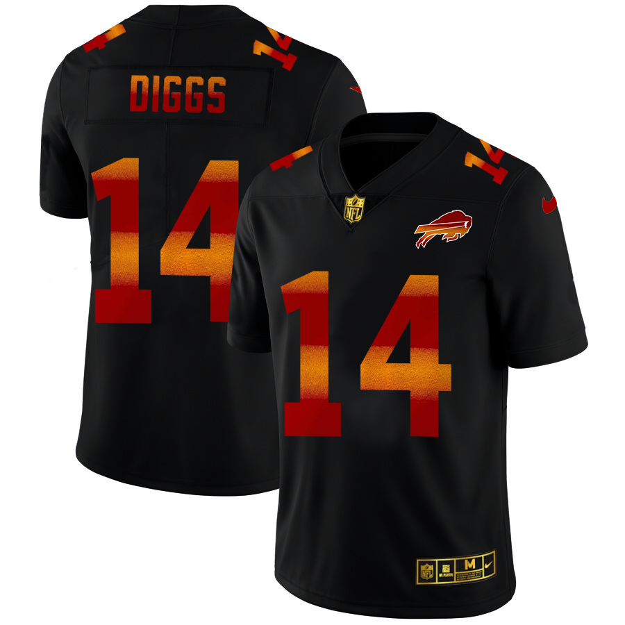 Buffalo Bills #14 Stefon Diggs Men's Black Red Orange Stripe Vapor Limited Jersey cheap jerseys for sale - CheapJerseys.Shop