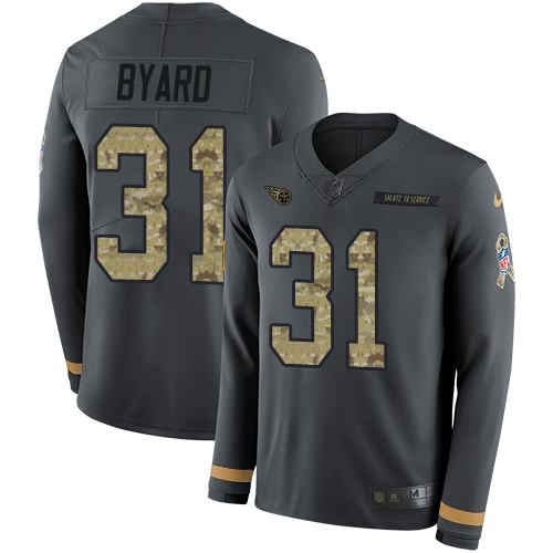 Tennessee Titans #31 Kevin Byard Anthracite Salute to Service Men's Stitched Limited Therma Long Sleeve Jersey Men's cheap jerseys for sale - CheapJerseys.Shop