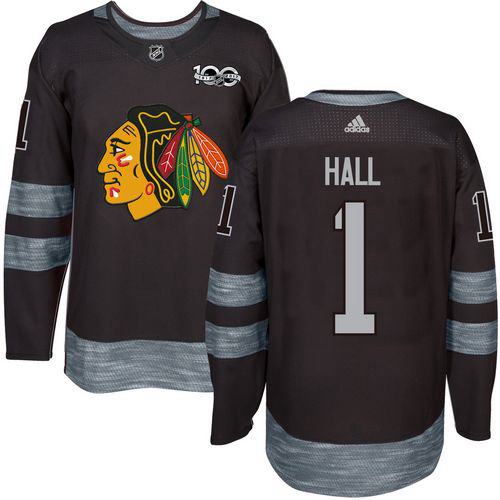 Chicago Blackhawks #1 Glenn Hall Black 1917-2017 100th Anniversary Stitched Jersey Men's cheap jerseys for sale - CheapJerseys.Shop