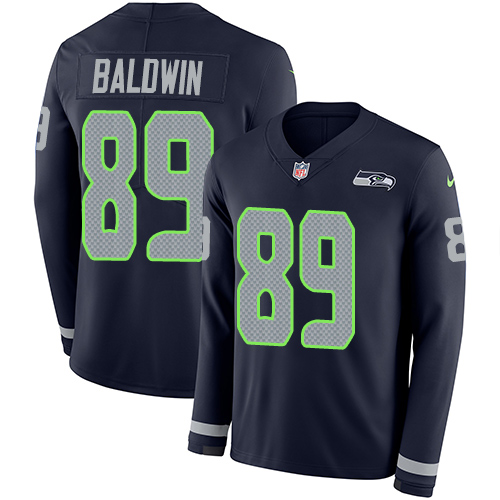 Seattle Seahawks #89 Doug Baldwin Steel Blue Team Color Men's Stitched Limited Therma Long Sleeve Jersey Men's cheap jerseys for sale - CheapJerseys.Shop