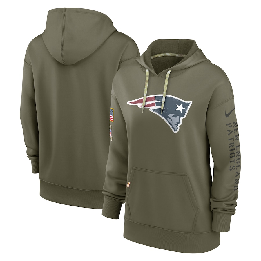 New England Patriots Women's 2022 Salute To Service Performance Pullover Hoodie - Olive cheap jerseys for sale - CheapJerseys.Shop