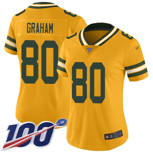 Green Bay Packers #80 Jimmy Graham Gold Women's Stitched Limited Inverted Legend 100th Season Jersey Womens cheap jerseys for sale - CheapJerseys.Shop