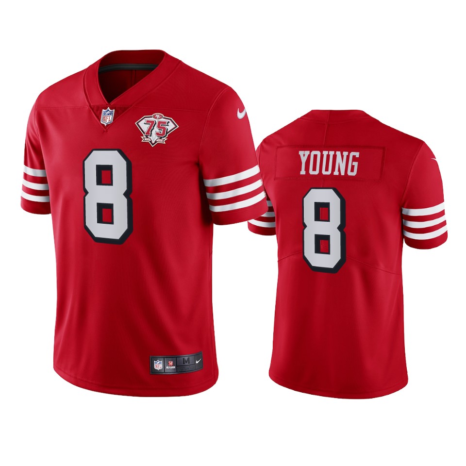 49ers #8 Steve Young Red Rush Men's 75th Anniversary Stitched Vapor Untouchable Limited Jersey cheap jerseys for sale - CheapJerseys.Shop