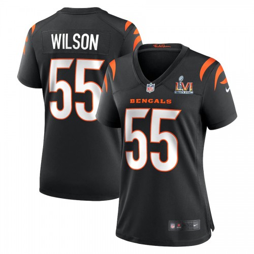 Cincinnati Bengals #55 Logan Wilson Black Super Bowl LVI Patch Women's Game Jersey Womens cheap jerseys for sale - CheapJerseys.Shop