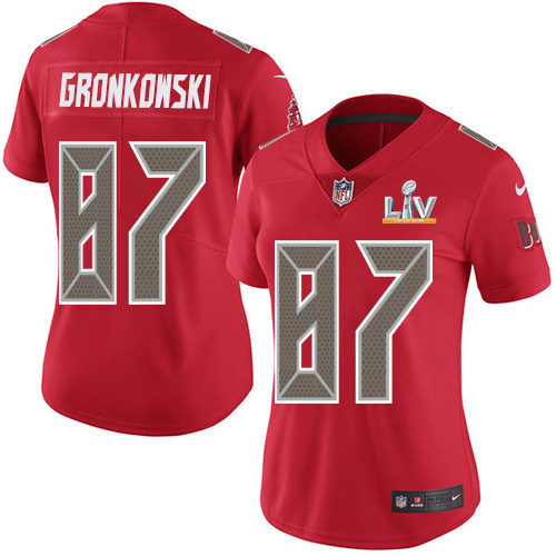 Buccaneers #87 Rob Gronkowski Red Women's Super Bowl LV Bound Stitched Limited Rush Jersey cheap jerseys for sale - CheapJerseys.Shop