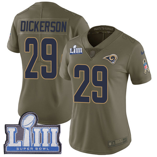 Rams #29 Eric Dickerson Olive Super Bowl LIII Bound Women's Stitched Limited 2017 Salute To Service Jersey cheap jerseys for sale - CheapJerseys.Shop