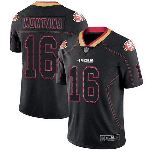 49ers #16 Joe Montana Lights Out Black Men's Stitched Limited Rush Jersey cheap jerseys for sale - CheapJerseys.Shop