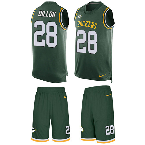 Packers #28 AJ Dillon Green Team Color Men's Stitched Limited Tank Top Suit Jersey cheap jerseys for sale - CheapJerseys.Shop