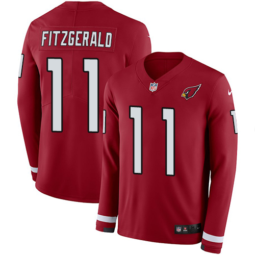 Cardinals #11 Larry Fitzgerald Red Team Color Men's Stitched Limited Therma Long Sleeve Jersey cheap jerseys for sale - CheapJerseys.Shop