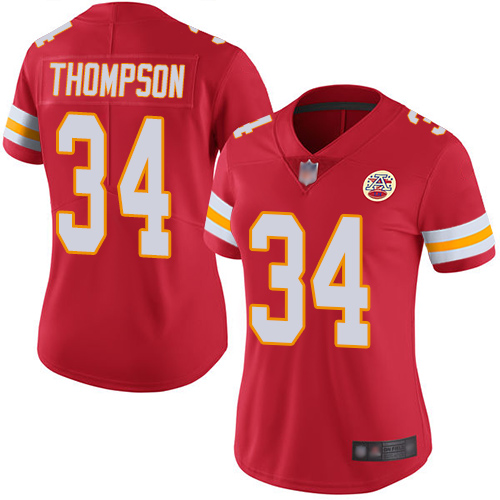 Kansas City Chiefs #34 Darwin Thompson Red Team Color Women's Stitched Vapor Untouchable Limited Jersey Womens cheap jerseys for sale - CheapJerseys.Shop