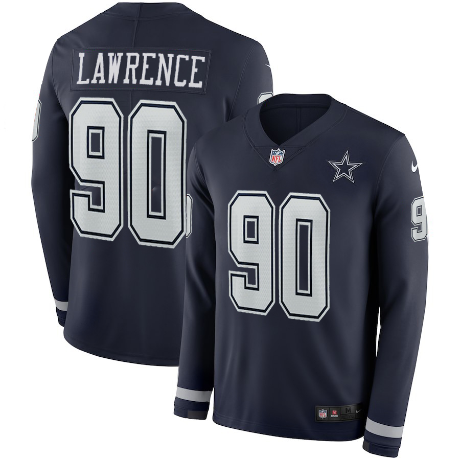 Men's Cowboys #90 Demarcus Lawrence Navy Blue Team Color Men's Stitched Limited Therma Long Sleeve Jersey cheap jerseys for sale - CheapJerseys.Shop